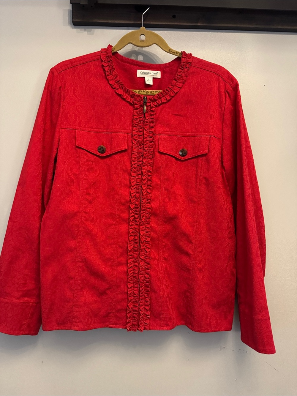 Coldwater Creek Red Ruffle-Trim Jacket - Picture 1 of 7